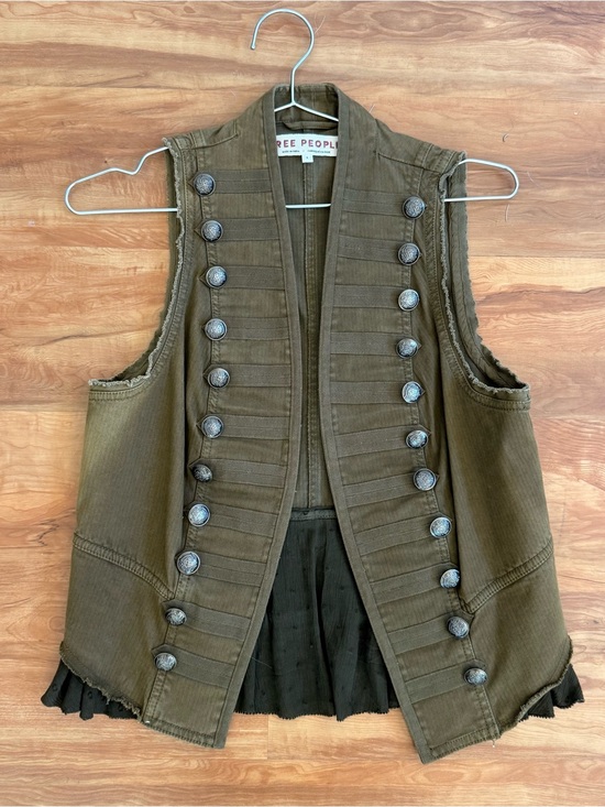 Free People Jackets & Blazers - Free People Olive Military-Style Button Vest Small